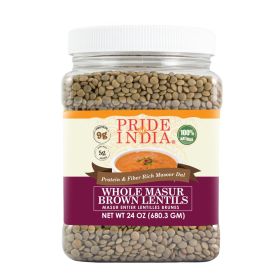 Pride Of India - Indian Whole Brown Crimson Masur Lentils - Protein & Fiber Rich Masoor Whole (size: 1.5 LB)